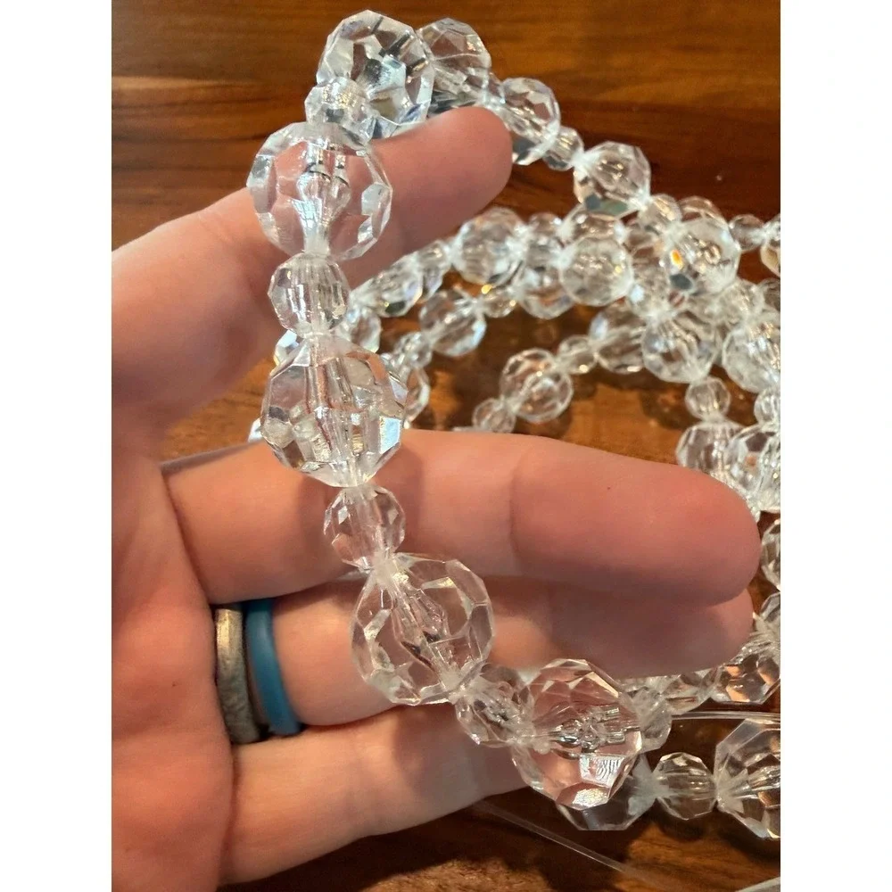 NEW Christmas Garland Iridescent Snowflake Clear Bead Frozen Tree Decor 6ft LOT